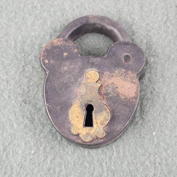 Other - Vintage Original WILTON Cast Iron Faux‎ Padlock Trinket Box Worn